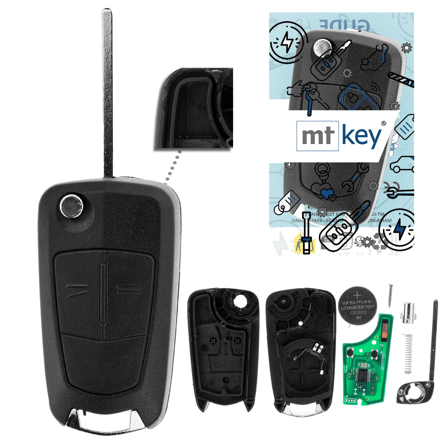 mt-key Schlüsseltasche 2 Tasten Auto Funk Fernbedienung Schlüssel 434MHZ (S günstig online kaufen