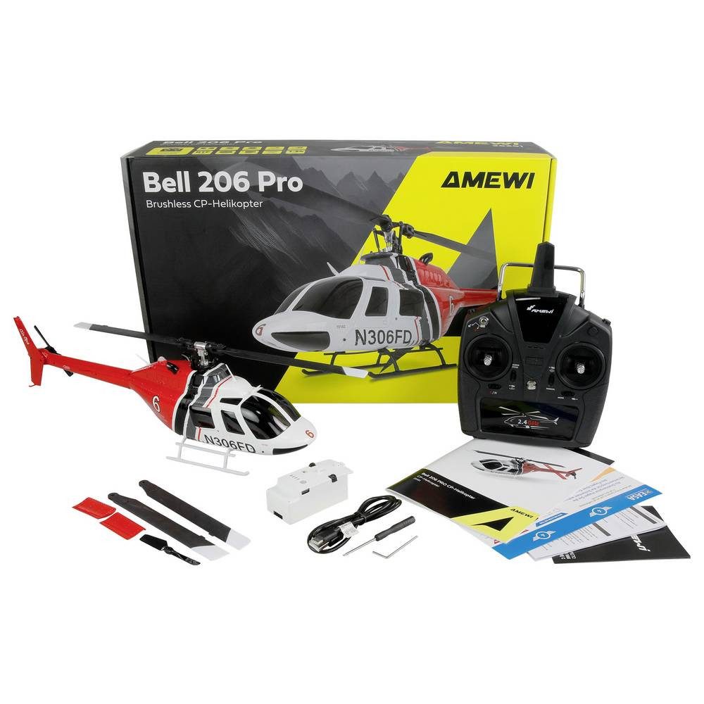 Amewi RC-Helikopter Bell 206 PRO RC Hubschrauber RtF 25351