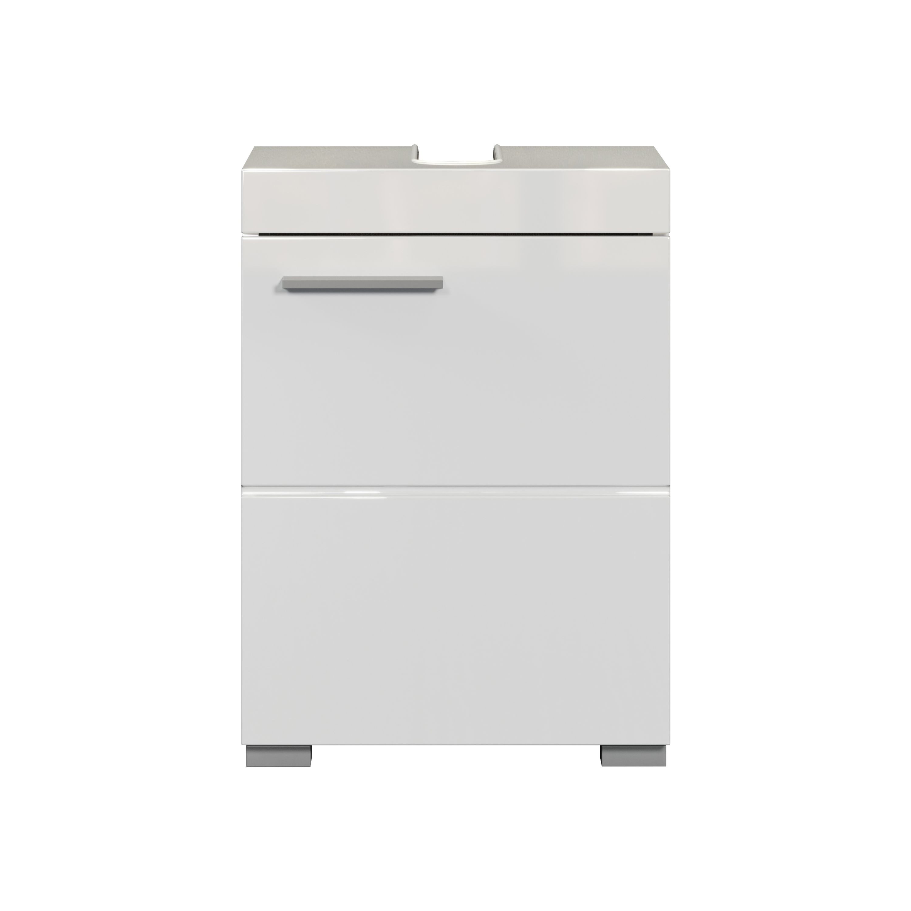 trendteam Waschbeckenunterschrank Badunterschrank in Weiß Melamin & Weiß Hochglanz B/H/T: 40x56x34 cm