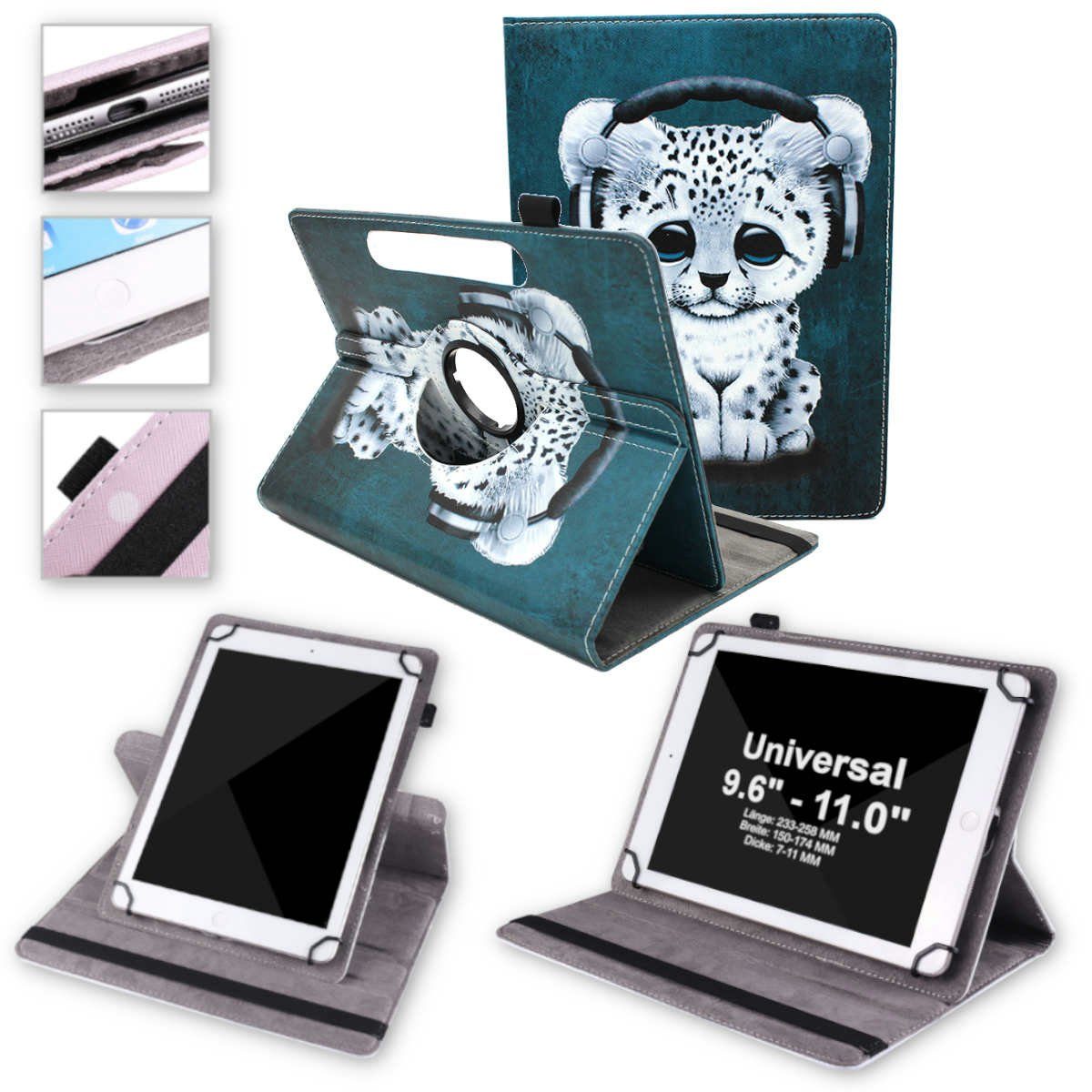 Wigento Tablet-Hülle Für Samsung Galaxy Tab A8 2021 X205 X200 360 Grad Rotation Universell Motiv 18 Tablet Tasche Kunst Leder Hülle Etuis