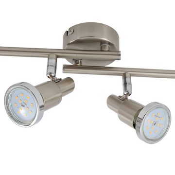 Briloner Leuchten LED Deckenleuchte 2991-042B, LED wechselbar, Warmweiß, 4-flammig, Spot, GU10, schwenkbar, matt-nickel