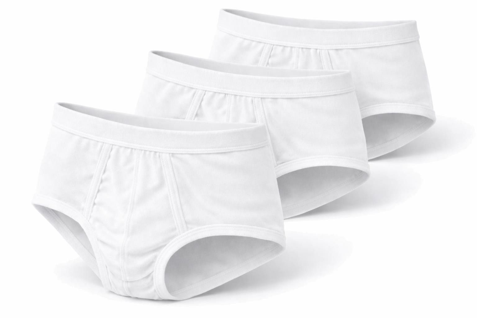 EloModa Slip Herren Slips 3er Pack 100% Baumwolle ohne Gummi atmungsaktiv, Gr. M - (3-St) 100 % Baumwolle mit Eingriff