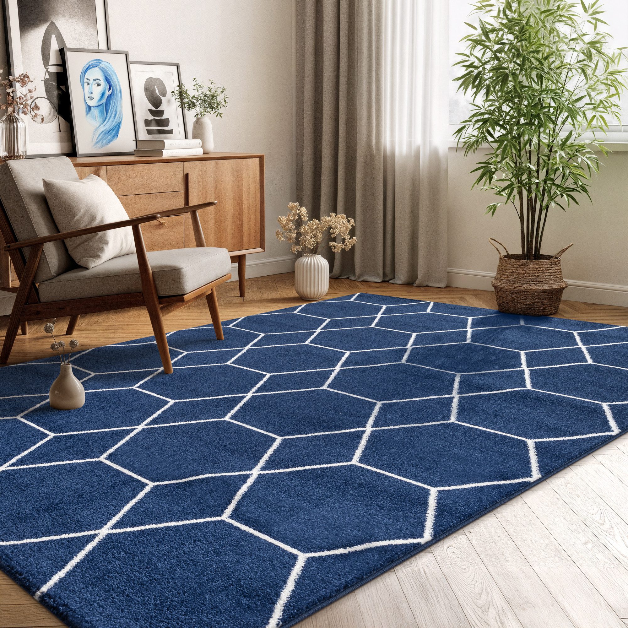 Sanat Teppich Trellis, rechteckig, Höhe: 10 mm, Kurzflor, skandi, boho, auch als Läufer und in rund