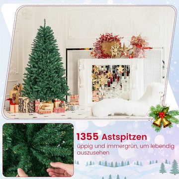 COSTWAY Künstlicher Weihnachtsbaum, 1355 PVC Nadeln, mit Metallständer