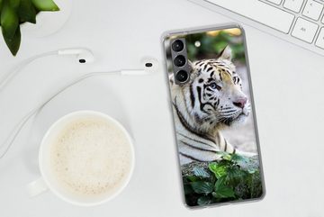MuchoWow Handyhülle Tiger - Weiß - Sand, Phone Case, Handyhülle Samsung Galaxy S21 Plus, Silikon, Schutzhülle