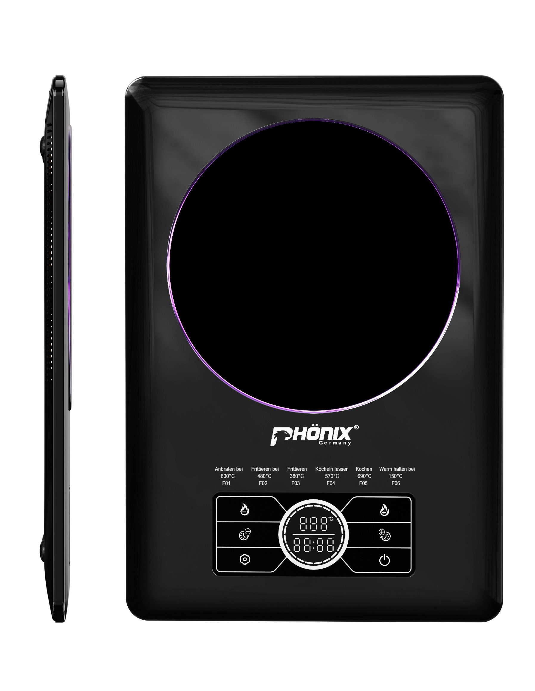 Phönix Germany Einzelkochplatte Phönix SC101P, Supraleitende Elektrokochplatte Ultra-Dünn Einzelkochplatte Kochfeld