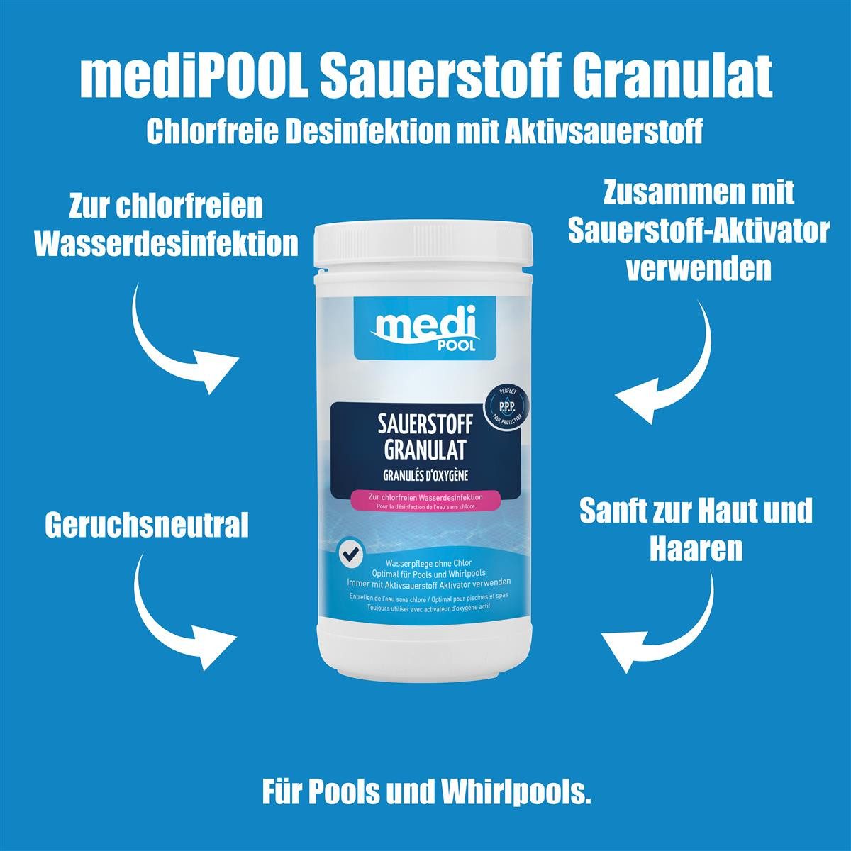 mediPOOL Poolpflege mediPOOL Sauerstoff Granulat 1 kg, (Spar-Set)