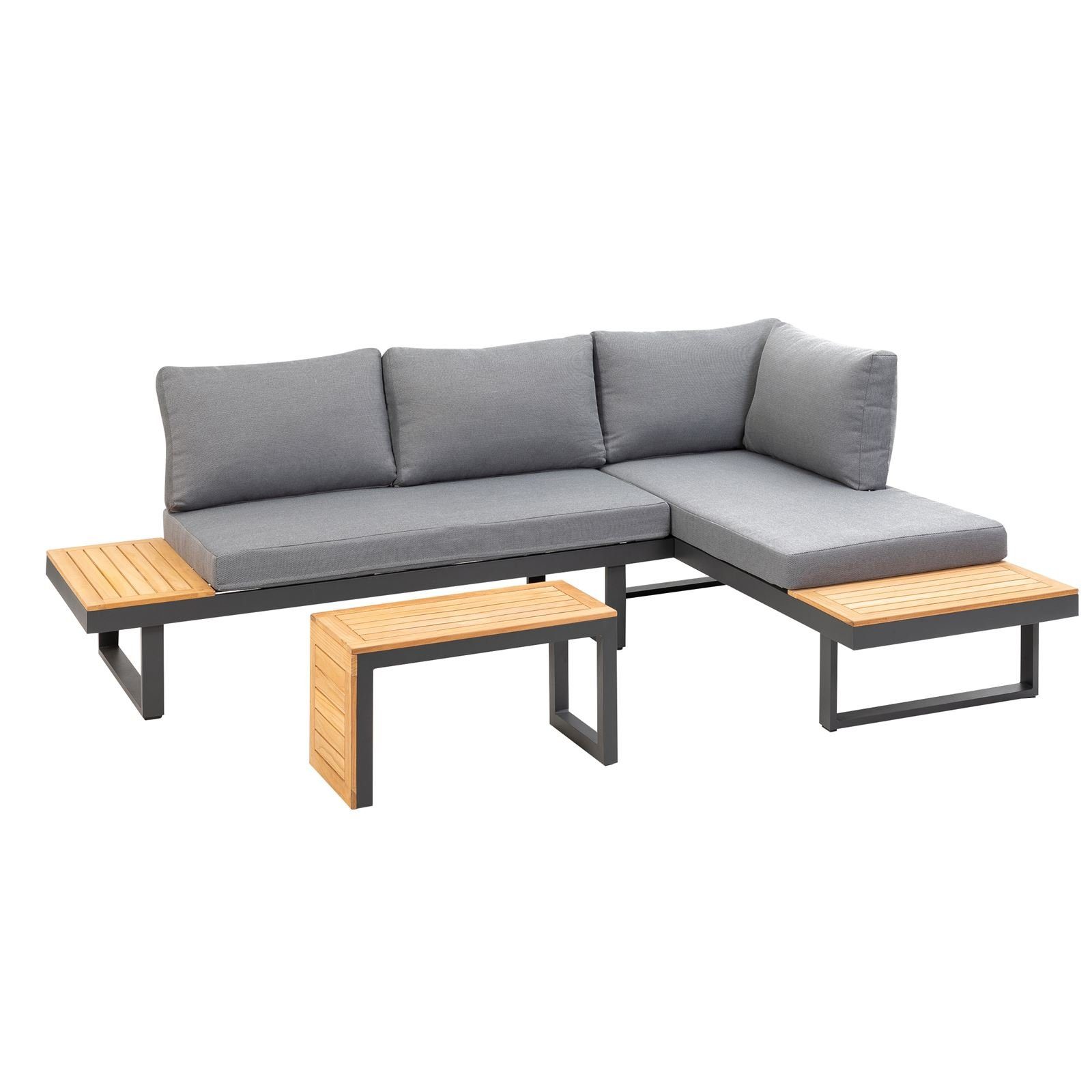 Greemotion Gartenlounge-Set Greemotion Lounge-Set Samara Anthrazit Holz, (Lounge-Set, 3-tlg)