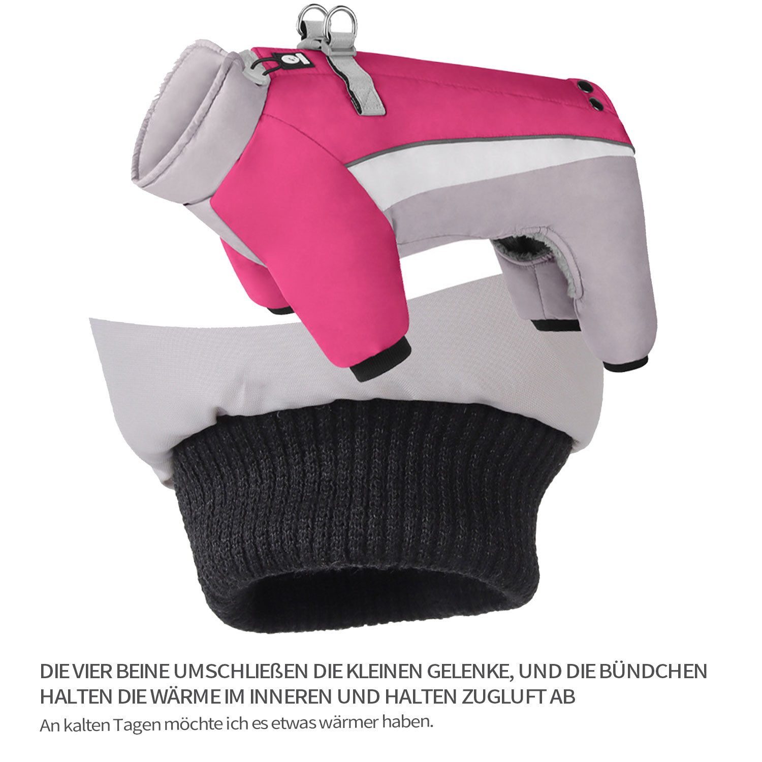 Refttenw Hundejacke Hundewintermantel,Plüsch Hund Kleidung,reflektierende, Klettverschluss-Design