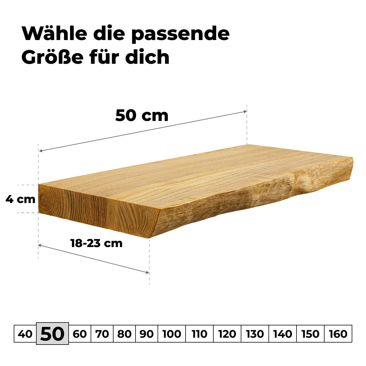 tømmermann Wandregal Schweberegal Holzregal mit Baumkante - Hängeregal aus günstig online kaufen
