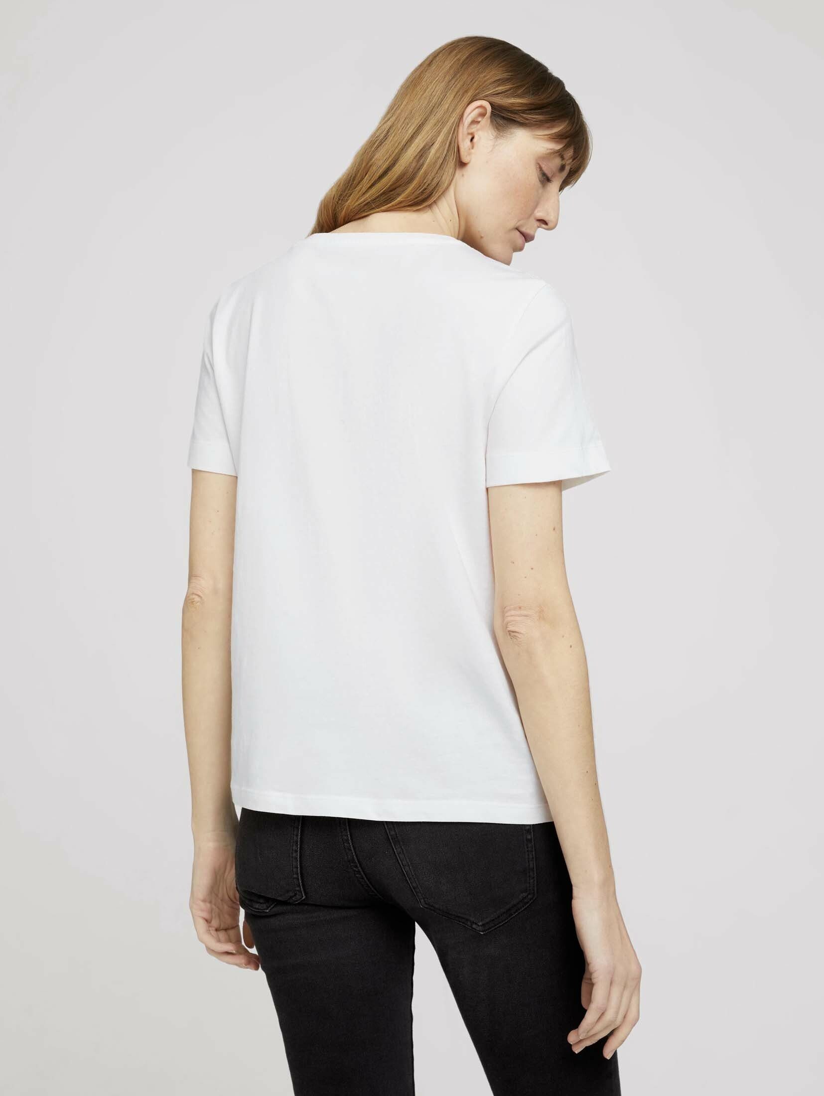 Bio-Baumwolle mit Print T-Shirt TAILOR Off TOM T-Shirt White