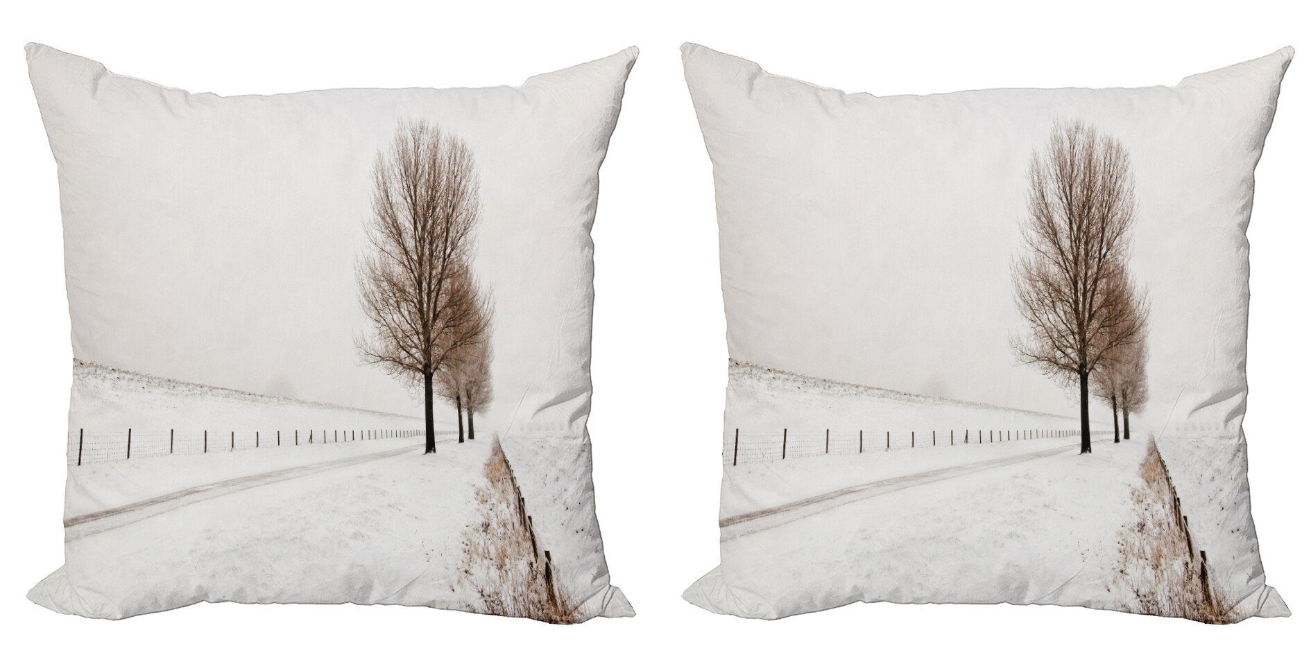 gefriert Accent Digitaldruck, Stück), Winter Schnee Abakuhaus Natur (2 Doppelseitiger Kissenbezüge Modern