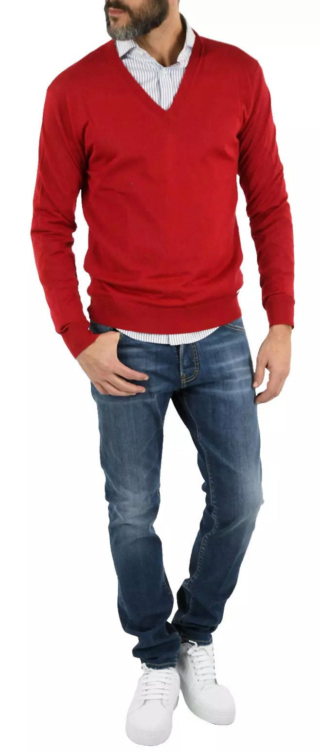 Dsquared2 Strickpullover V-Ausschnitt Pullover Sweater Pulli Lange Ärmel und gerippte Bündche