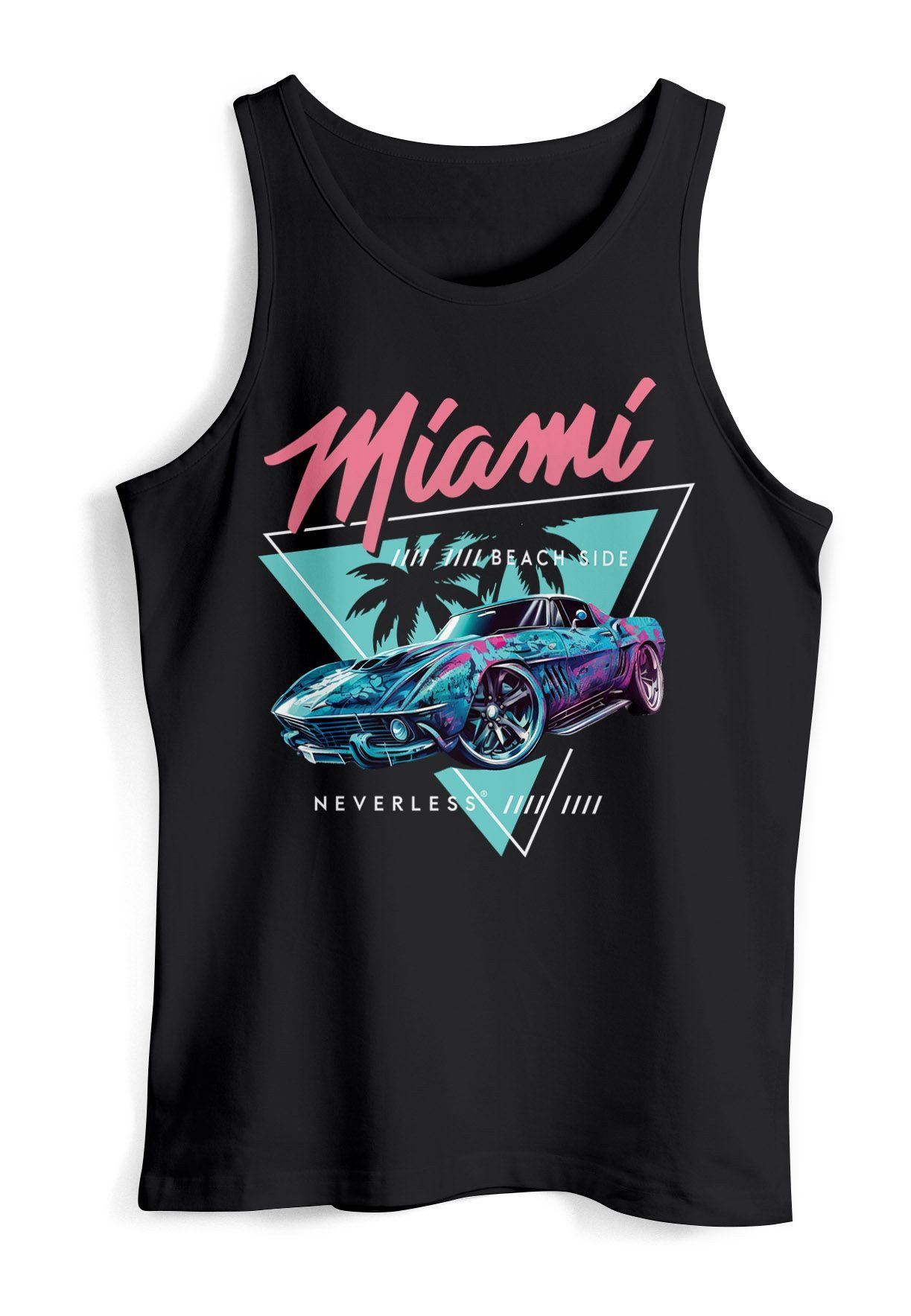 Neverless Tanktop Herren Tank-Top Bedruckt Miami Beach Surfing Motiv USA Retro mit Print