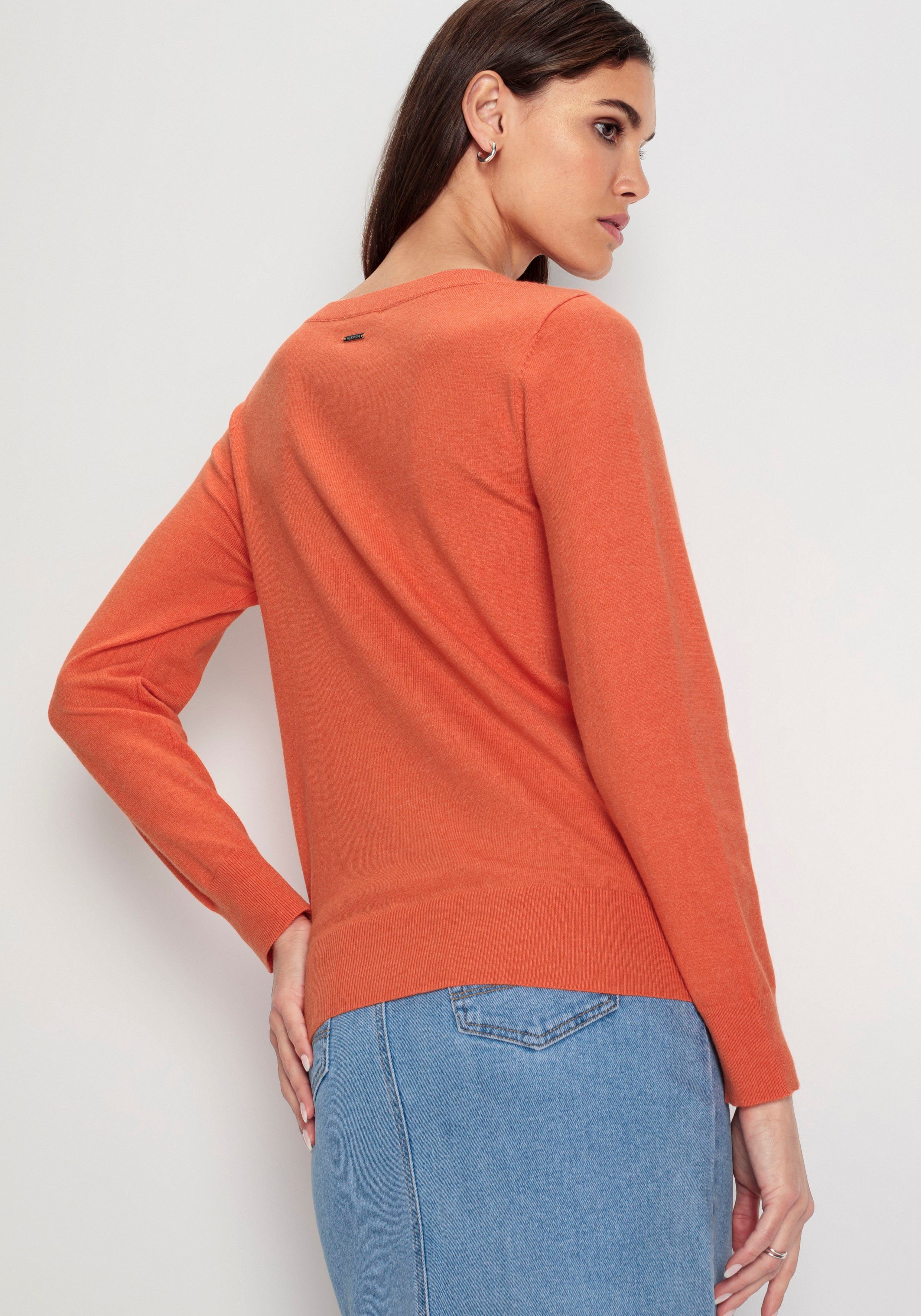 V-Ausschnitt-Pullover in Optik melange HECHTER melange PARIS - orange NEUE KOLLEKTION