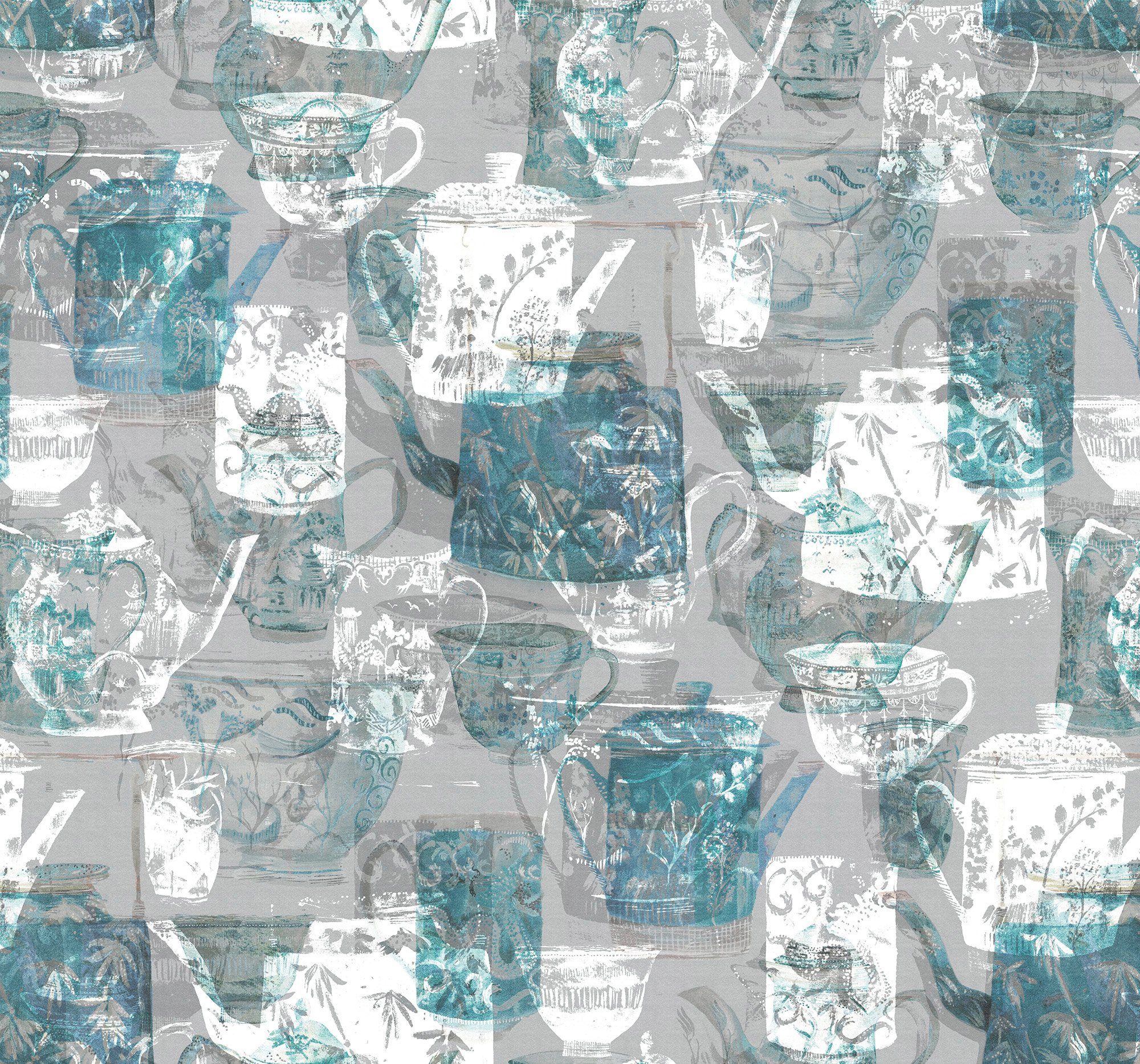 Komar Vliestapete Digitaldruck Vlies - Tableware - Größe 300 x 280 cm, glatt, bedruckt, (1 St), Wohnzimmer, Schlafzimmer