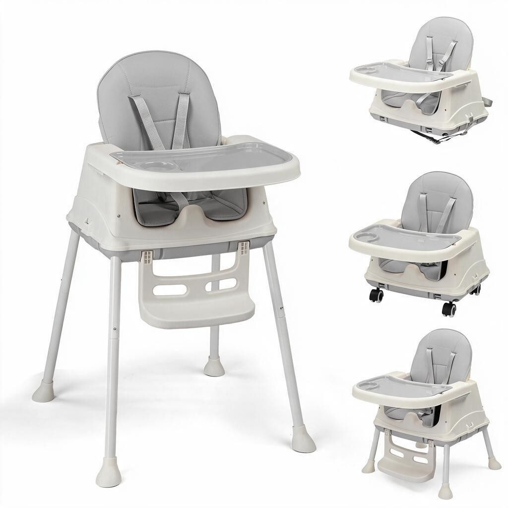 LALAHO Kinderstuhl Baby 4-in-1 Kinderhochstuhl - Abnehmbar Esszimmerstuhl, Kinderwagen - Mitwachsstuhl und Babystuhl Höhenverstellbar