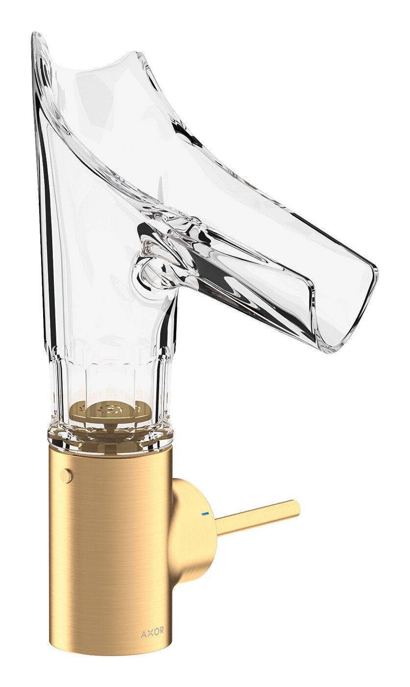 hansgrohe Waschtischarmatur Axor Starck V 140 Einhebel mit Glasauslauf - Brushed Brass (Facettenschliff)