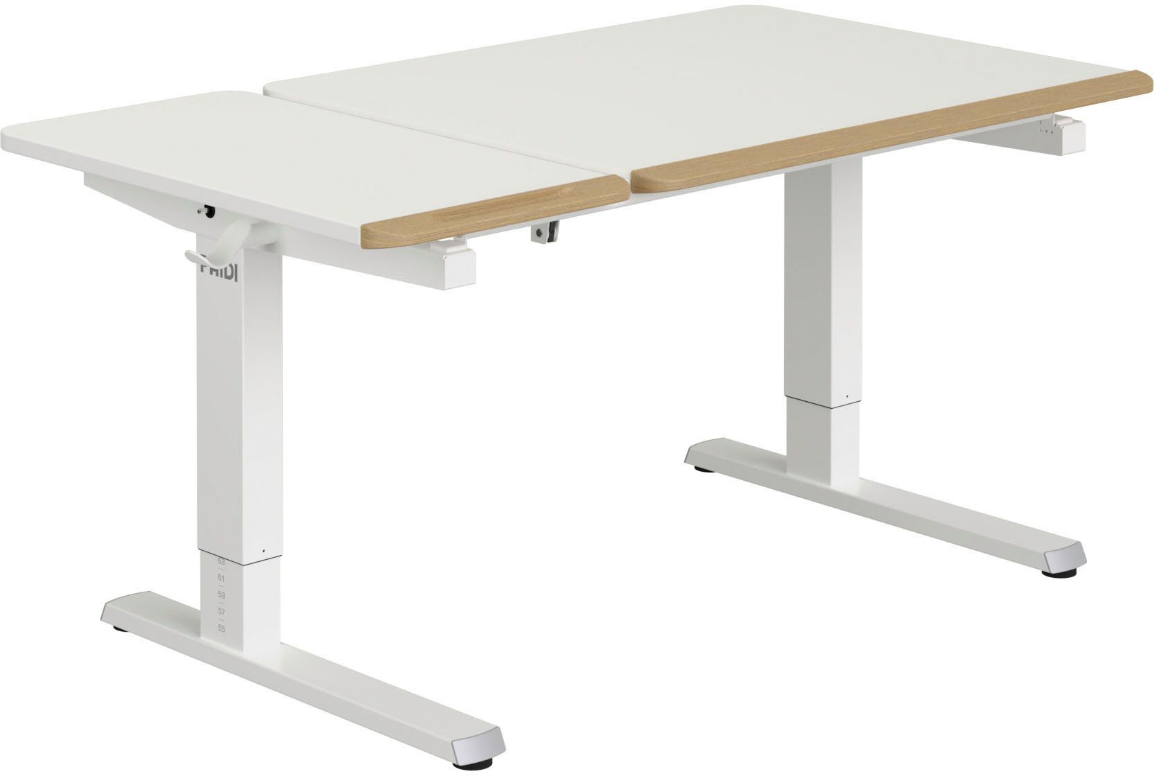 PAIDI Schreibtisch TEENIO GT in verschiedenen Ausführungen, mitwachsend & ergonomisch (B/H/T ca. 130/53-79/75 cm, Kreideweiß), höhenverstellbarer Schülerschreibtisch, Platte bis 14° neigbar