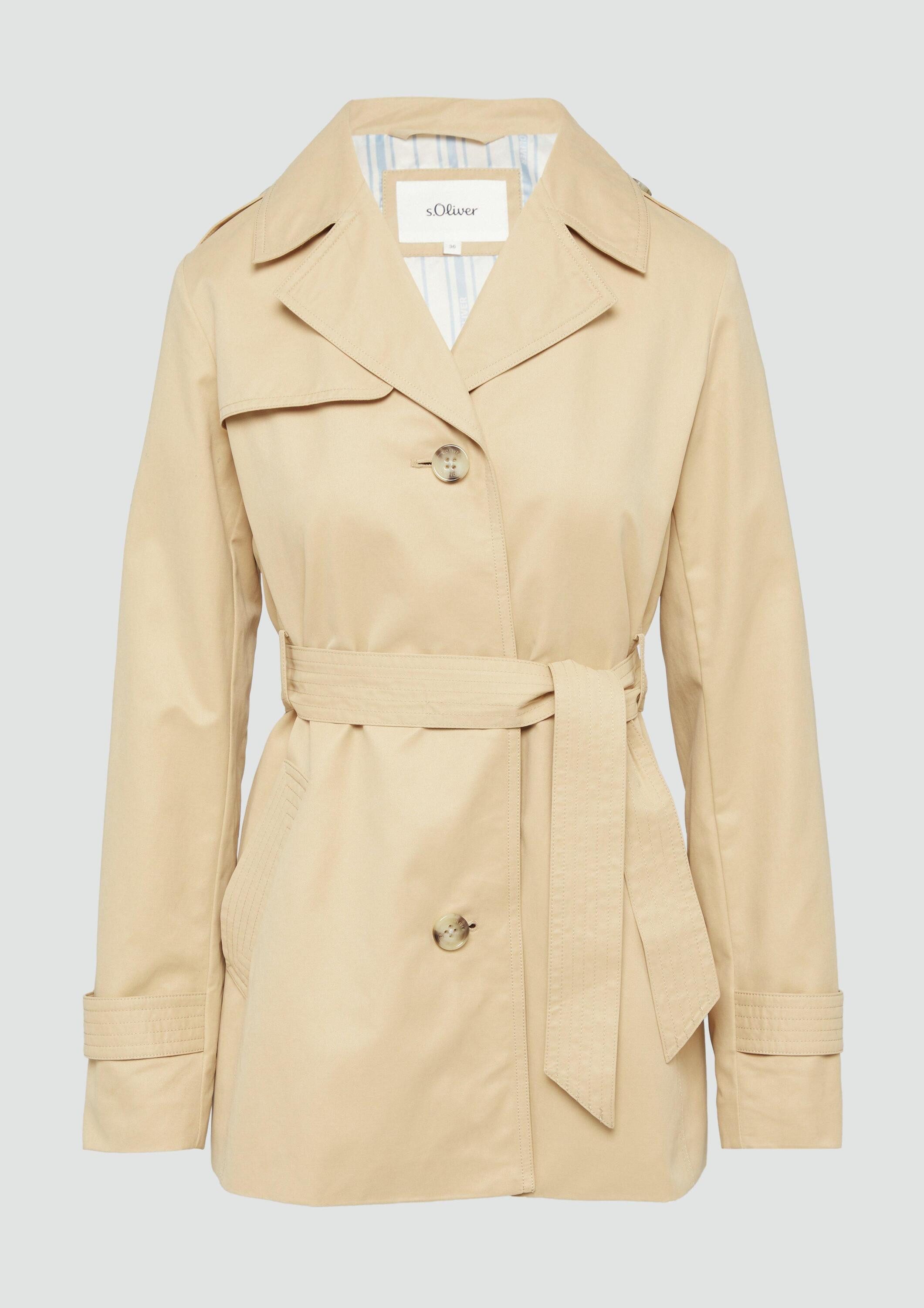 s.Oliver Funktionsjacke Outdoor-Jacke Kurzer Trench mit Gürtel