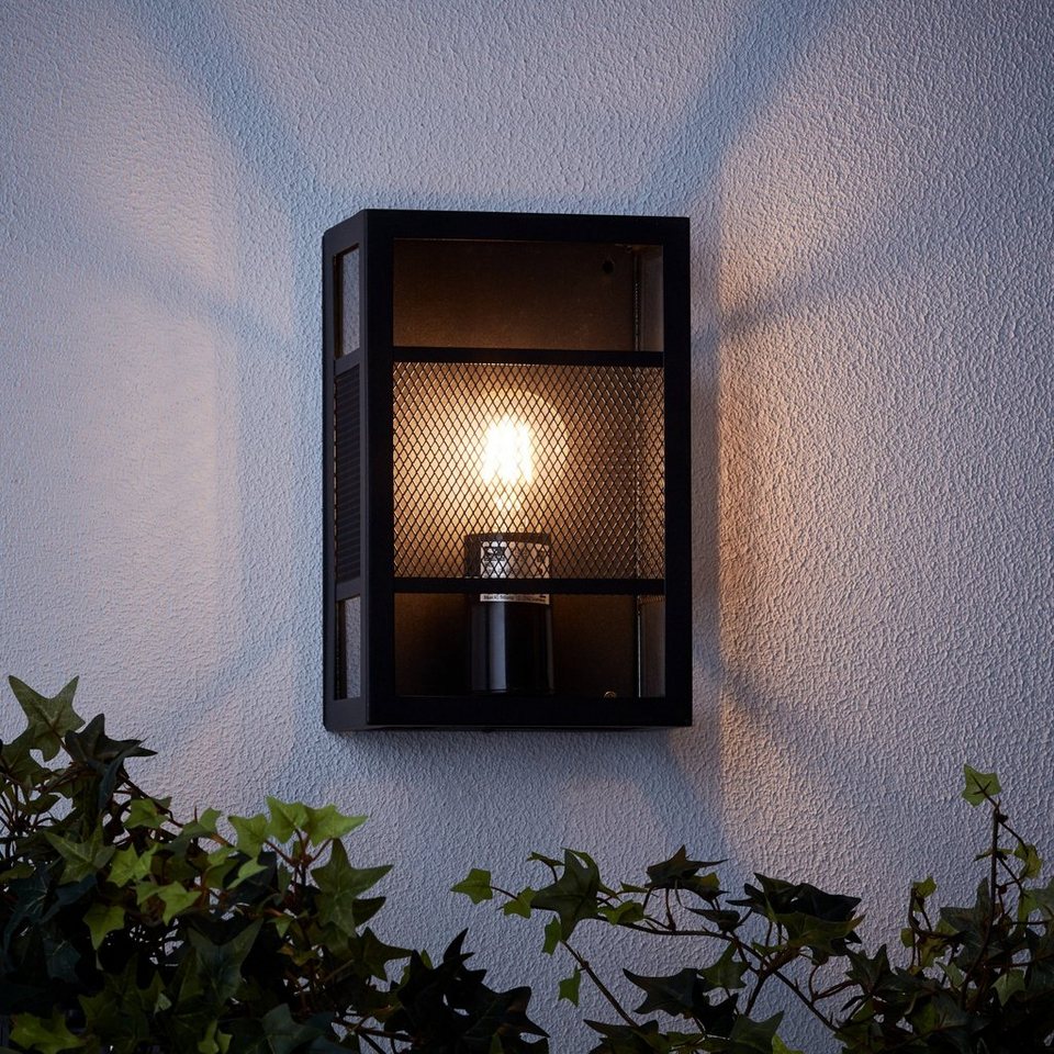 Lightbox Außen-Wandleuchte, ohne Leuchtmittel, Haustürleuchte, 26 x 17 x 10  cm, E27, IP44, Metall/Kunststoff, schwarz