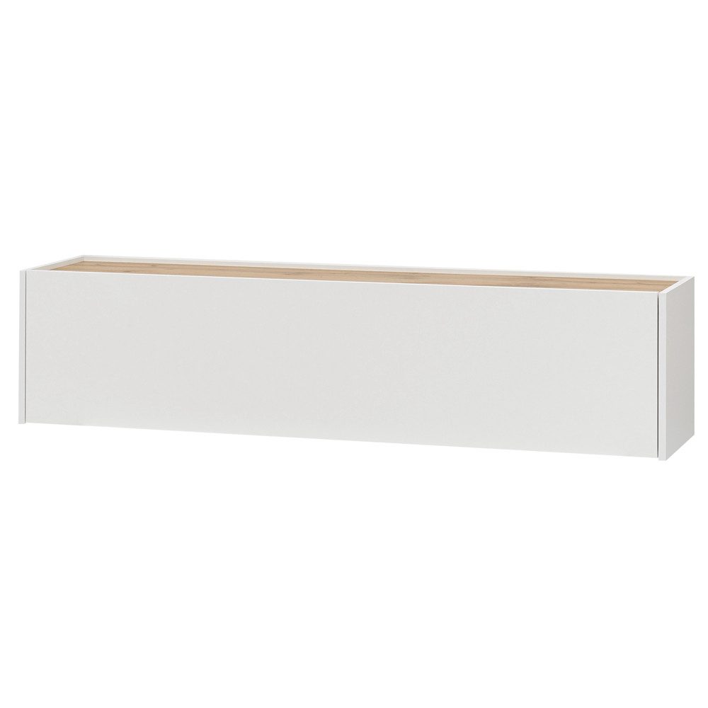 Lomadox Wohnwand CRISP-61, (3-St), weiß mit Absetzungen in Wotan Eiche Nb. 300/180/30 cm