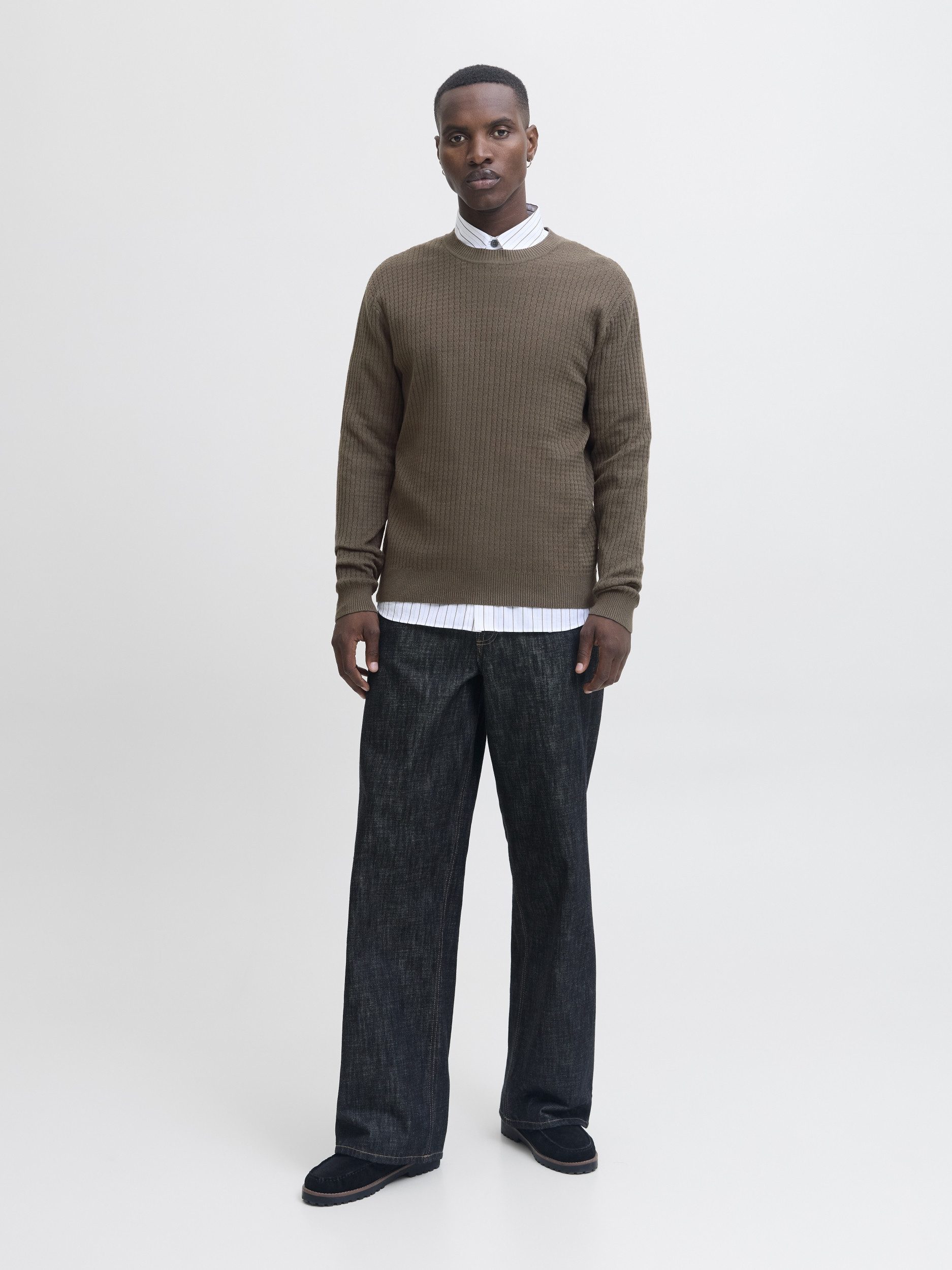Jack & Jones T-Shirt JPRBLUBARKLEY KNIT CREW NECK CH LN, Crocodile/Twist/Zizag structure