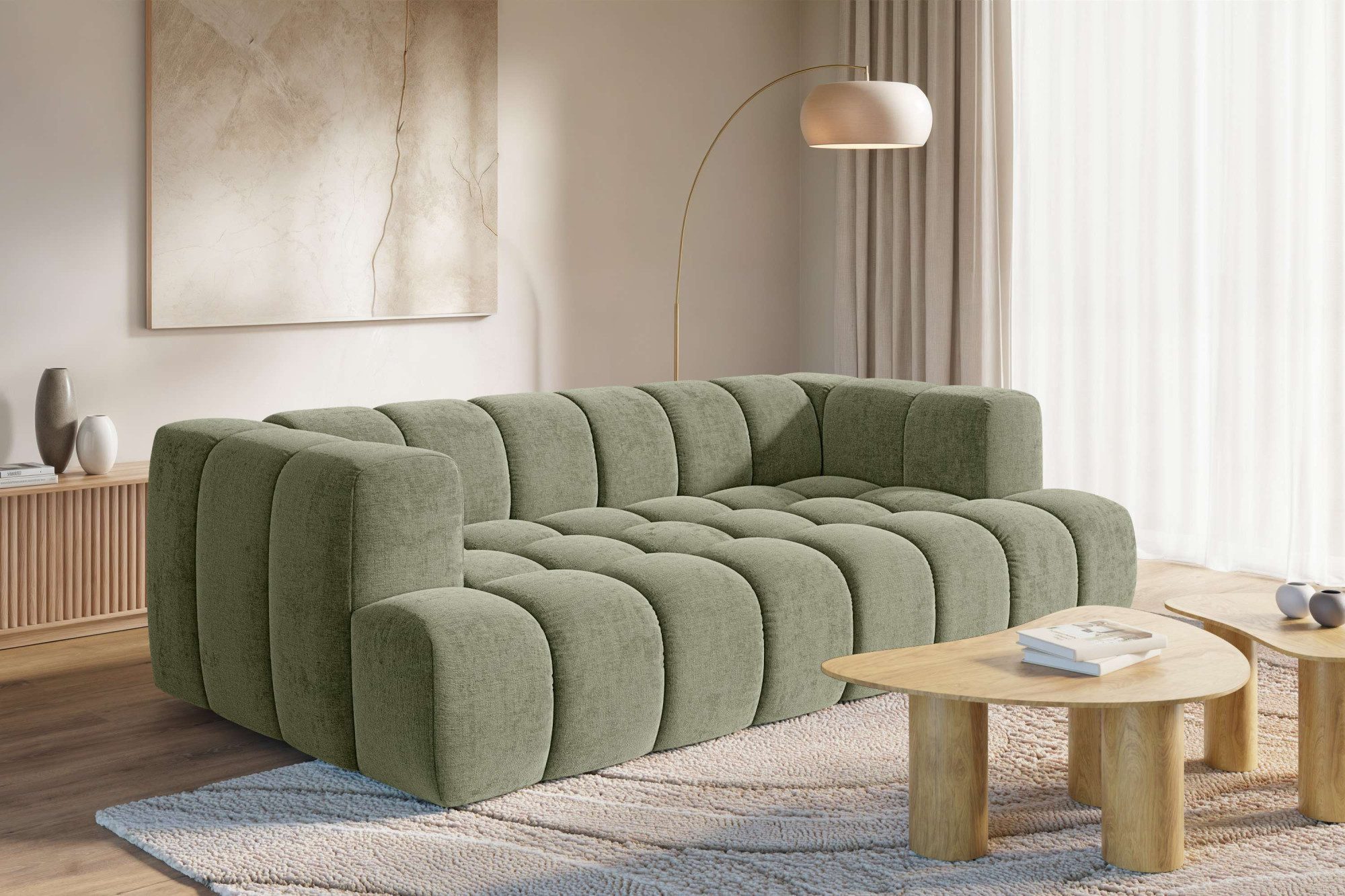 homsy by Ana Johnson Big-Sofa XL BOUBELLE Design-Sofa extra tief, Bubble-Optik, Breite 246 cm, 4-Sitzer mit Wellenunterfederung, gemütlich und modern, mit Steppung