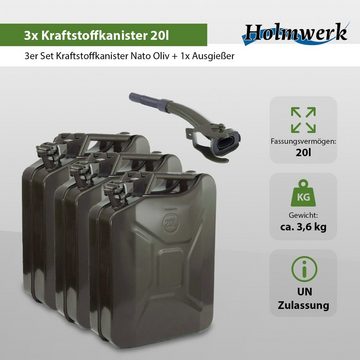 Holmwerk Kanister Holmwerk (3er Set), Metallkanister Kraftstoffkanister Metall