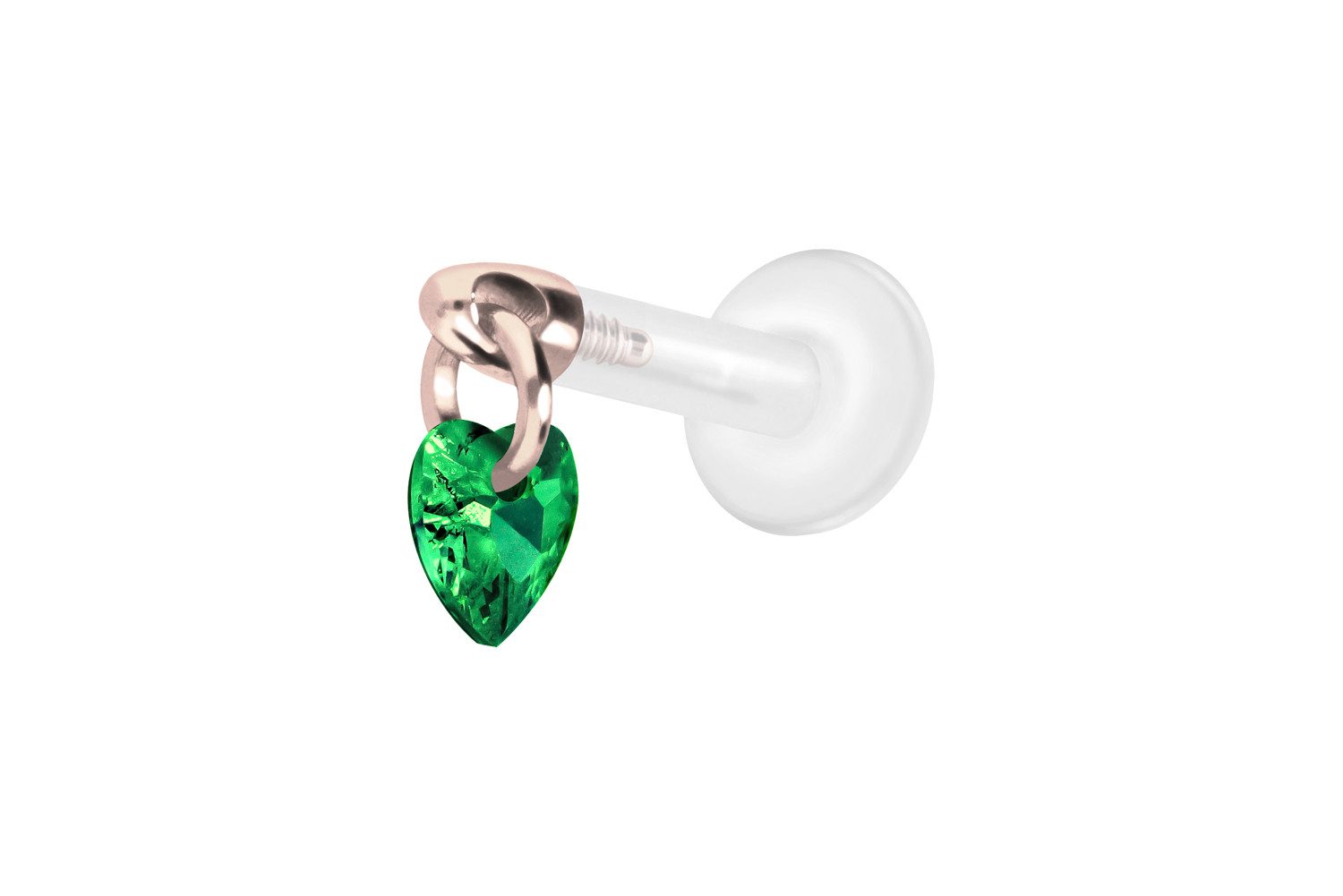 Piercing-Set PTFE Labret mit Innengewinde + Titan-Aufsatz KRISTALLHERZ