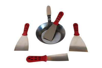 Kabou Bauwerkzeuge Werkzeugset 4-tlg. Malerspachtelset und Mörtelpfanne mit Holzgriff, (5-St)