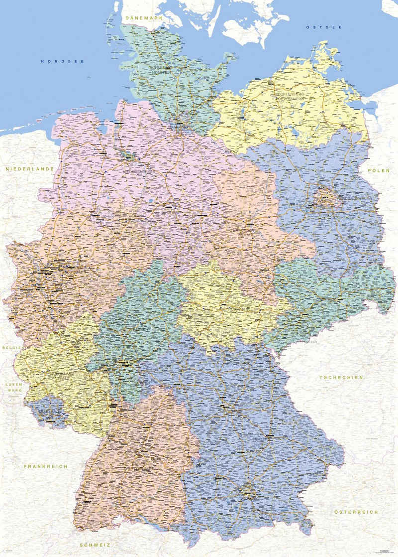 empireposter Poster, Deutschlandkarte, Landkarten 1:640.000 - Germany Map German Version