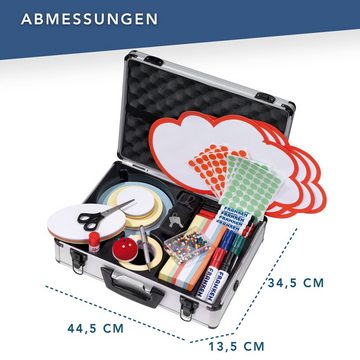 FRANKEN Moderationskoffer Präsentationskoffer Kompakt, 2100-teilig, Aluminiumkoffer mit Tragegriff und Schultergurt