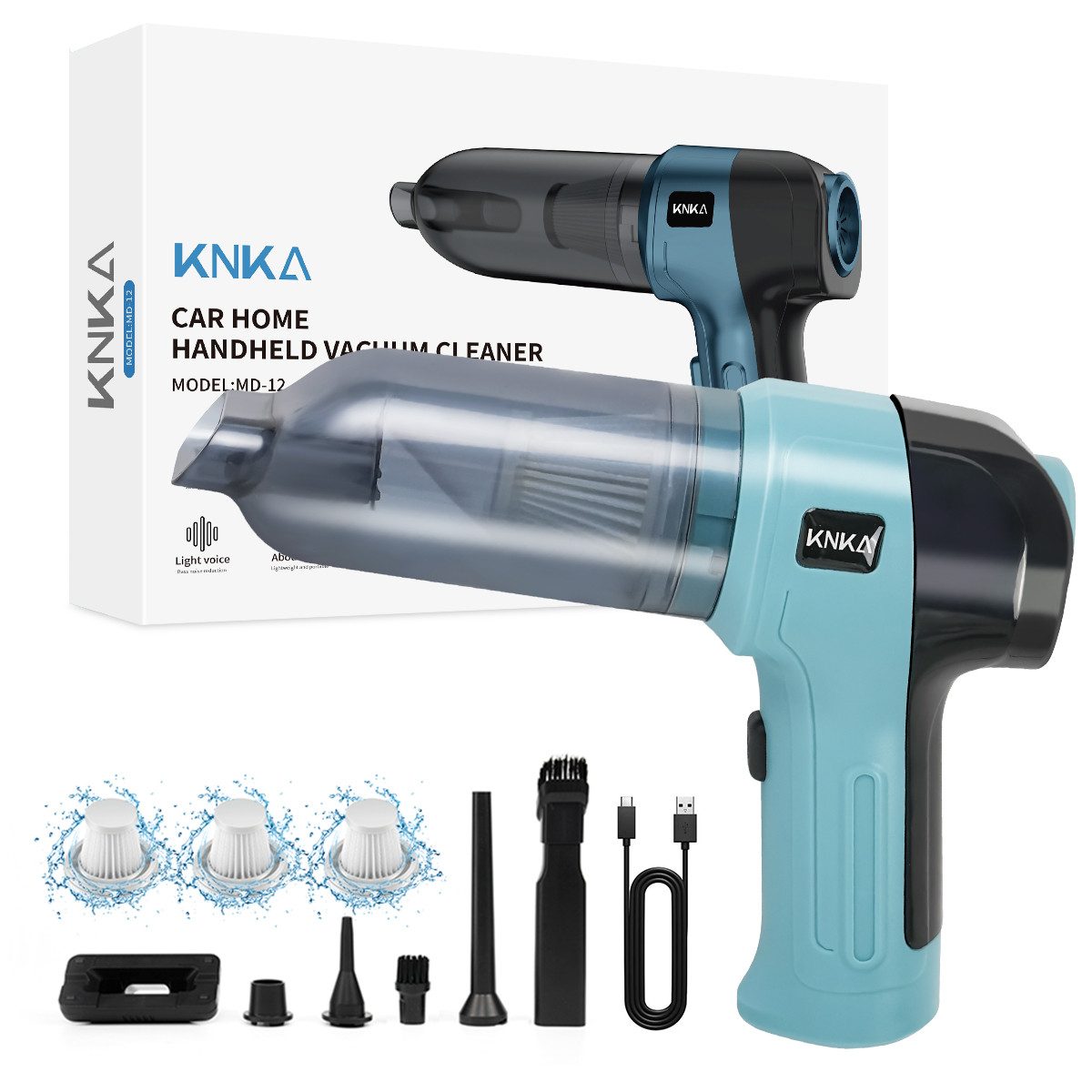 KNKA PRO Akku-Handstaubsauger 3 IN 1 Kabelloser Handstaubsauger, 9000PA, 120 W, beutellos, Autostaubsauger mit Bürstenlosem Motor und Filter, für Auto,Zuhause