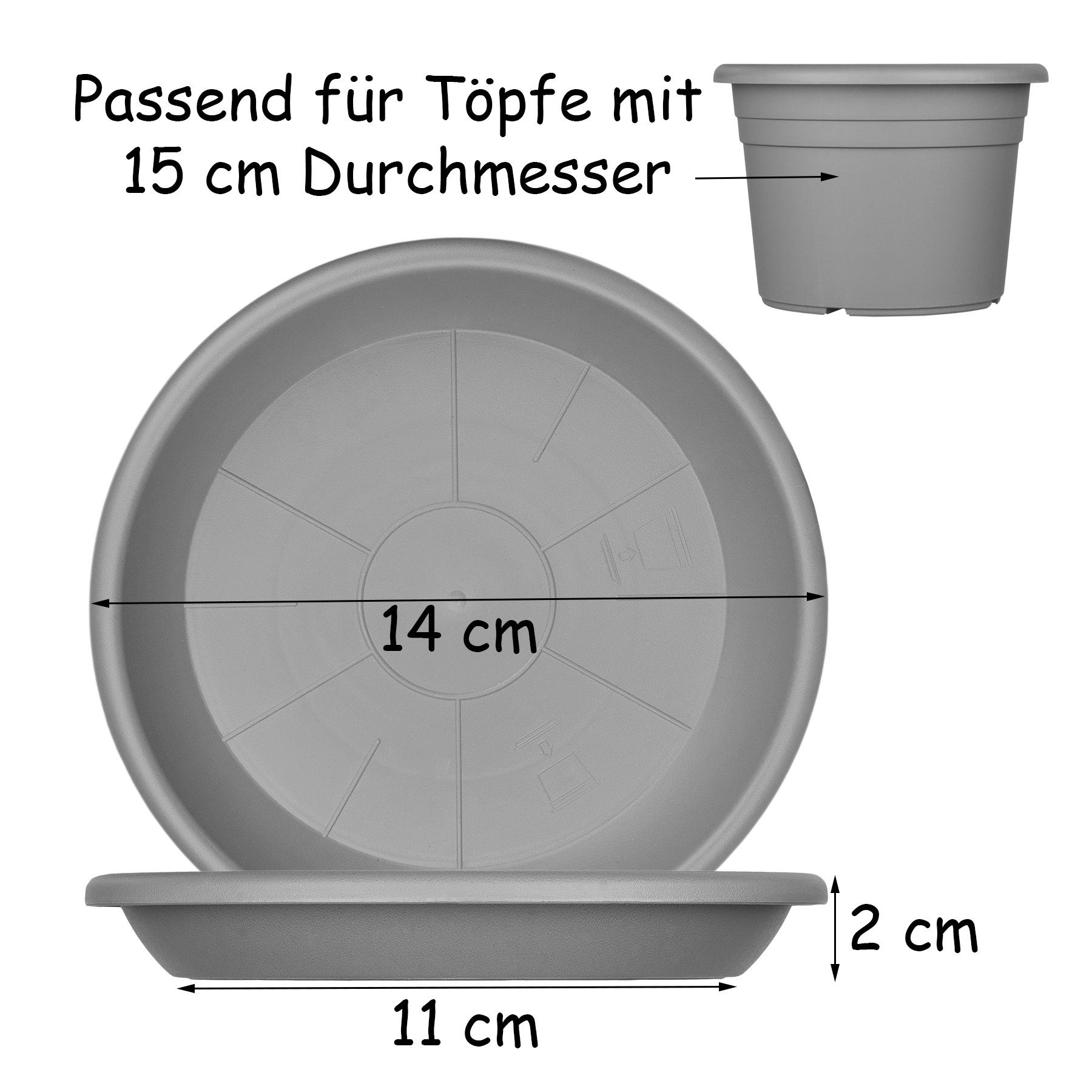 Taupe BigDean 3-tlg. für rund, Kunststoff Pflanzkübel Blumentopfuntersetzer