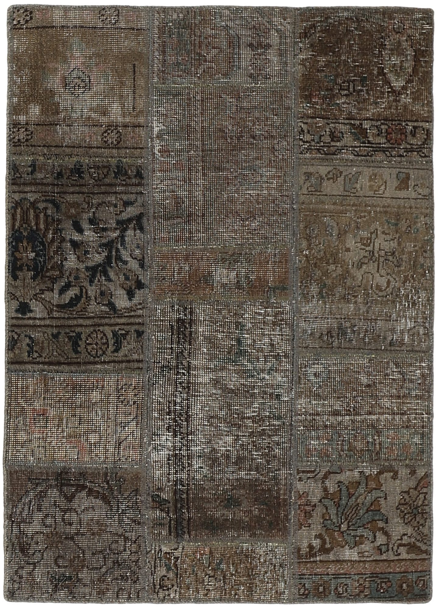 Wohnando Teppich MY-RUG Vintage Patch Work Floral & Ornamentiert 124x89cm, Rechteckig, Höhe: 10 mm, Handgeknüpfter Teppich,Handgesponnene Wolle, mit Naturfarben gegärbt