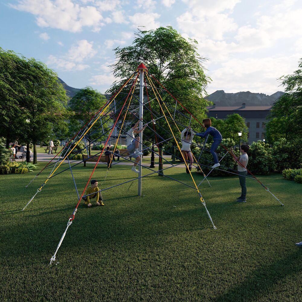 Huck Seiltechnik Klettergerüst Seilpyramide Super-Climb, Robuste Herkulsseile mit Stahleinlage