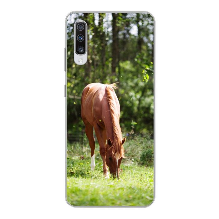MuchoWow Handyhülle Pferd - Blumen - Licht Phone Case Handyhülle Samsung Galaxy A70 Silikon Schutzhülle