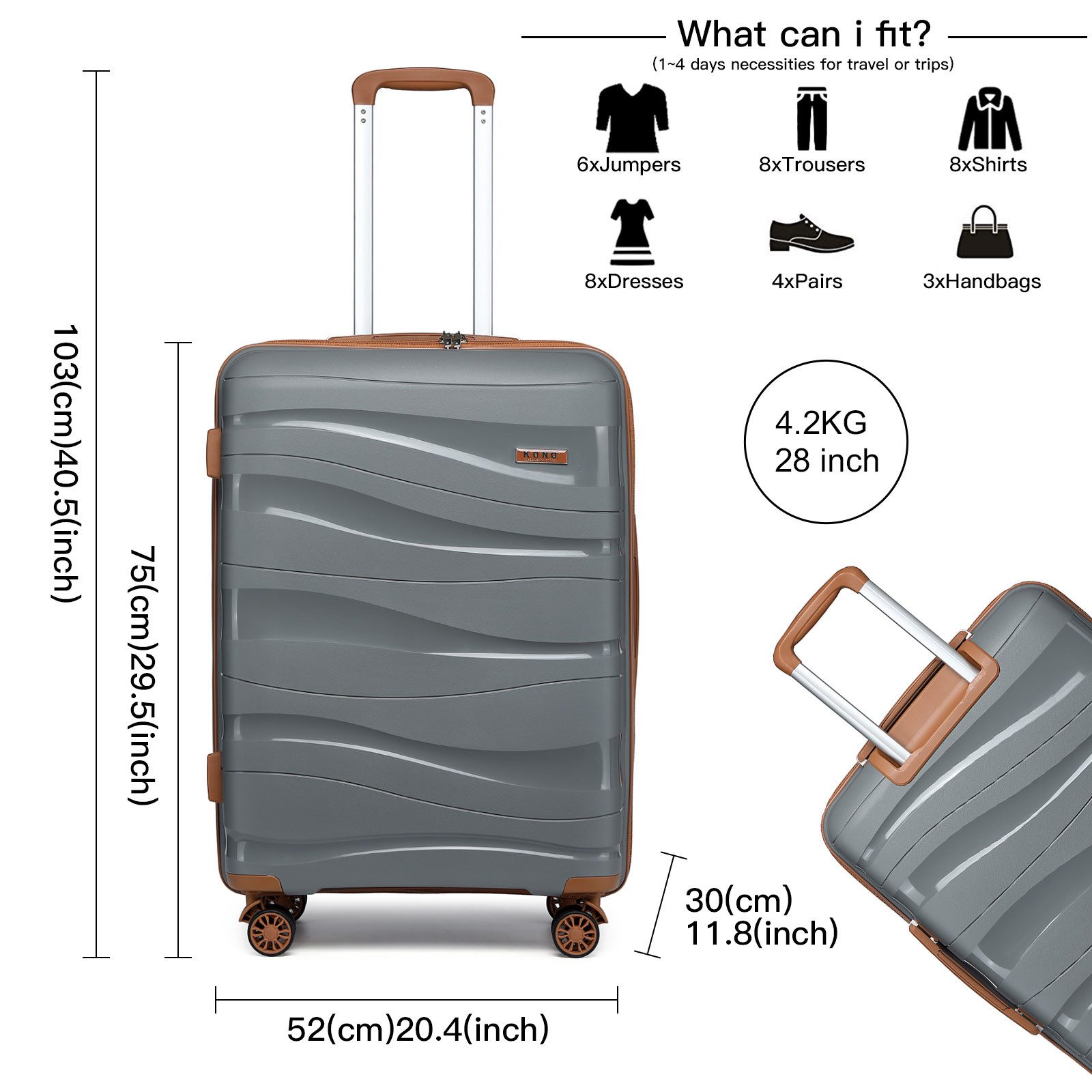 KONO Handgepäck-Trolley Leicht Hartschalenkoffer Reisekoffer mit günstig online kaufen