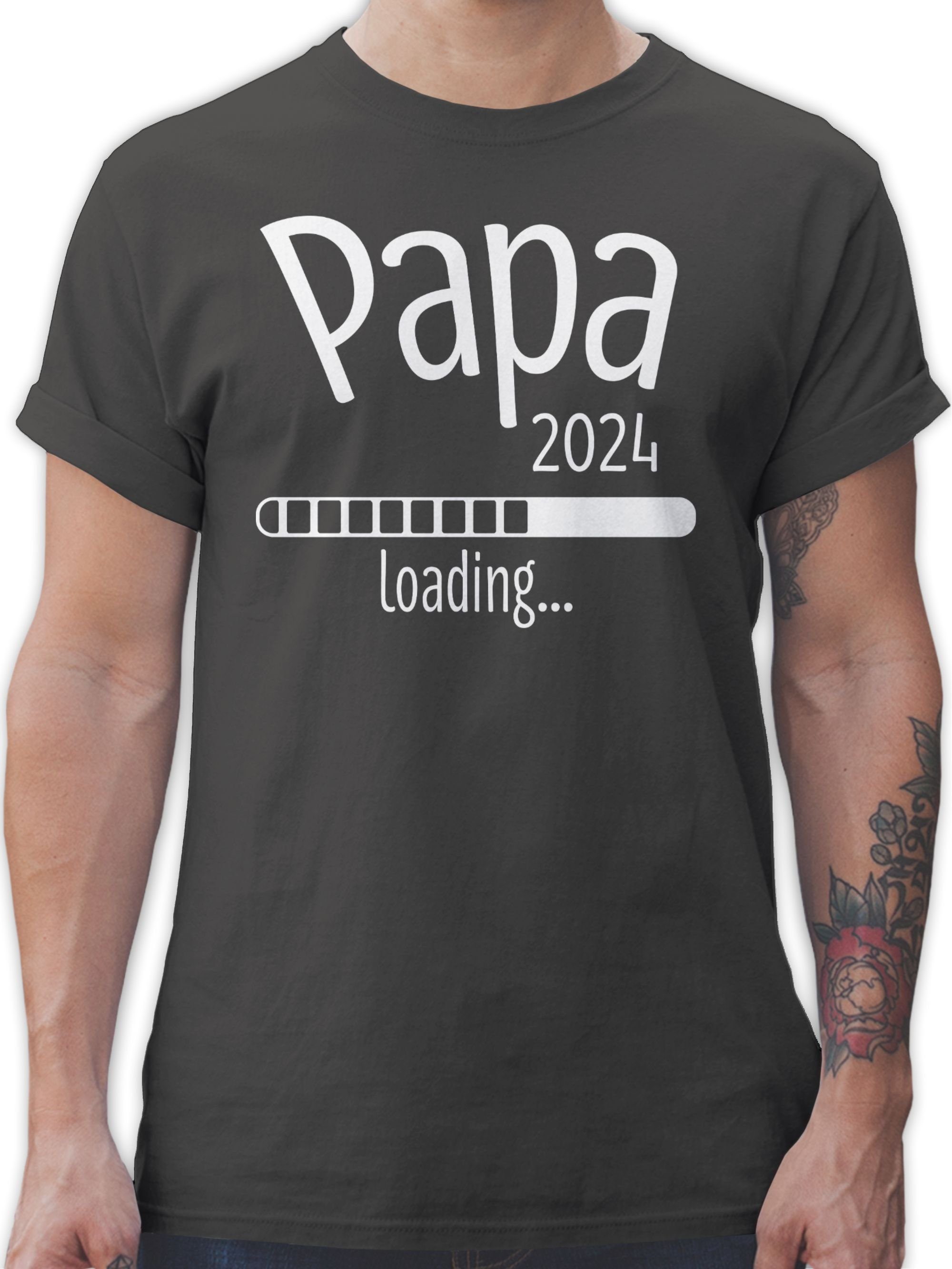 Shirtracer T-Shirt Papa 2024 loading Vatertag Geschenk für Papa 03 Dunkelgrau