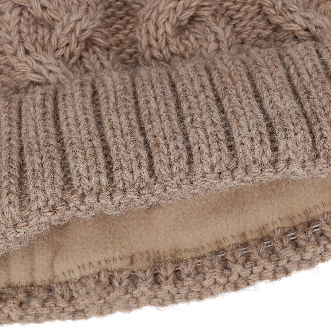 Neverless Bommelmütze Damen Strick-Mütze gefüttert Fell-Bommel günstig online kaufen