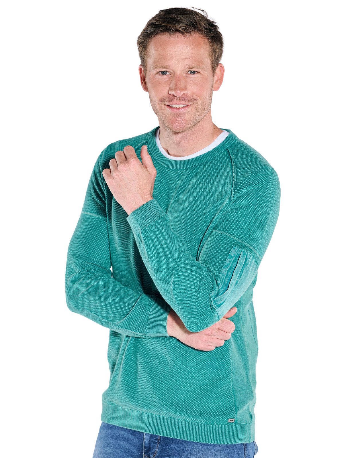 Engbers Rundhalspullover Herren Pullover strukturiert, Tuerkis