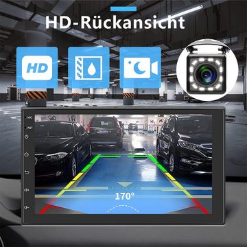 Hikity Android 7" 2 DIN Touchscreen Stereo 2 DIN 1+32G mit Rückfahrkamera Autoradio (GPS-Navigation, WiFi, Bluetooth, USB, Unterstützung der Lenkradsteuerung)