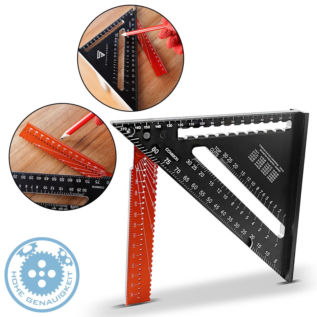 STAHLWERK Winkelmesser Winkeldreieck mit Anschlag Aluminium-Winkelmesser, L günstig online kaufen