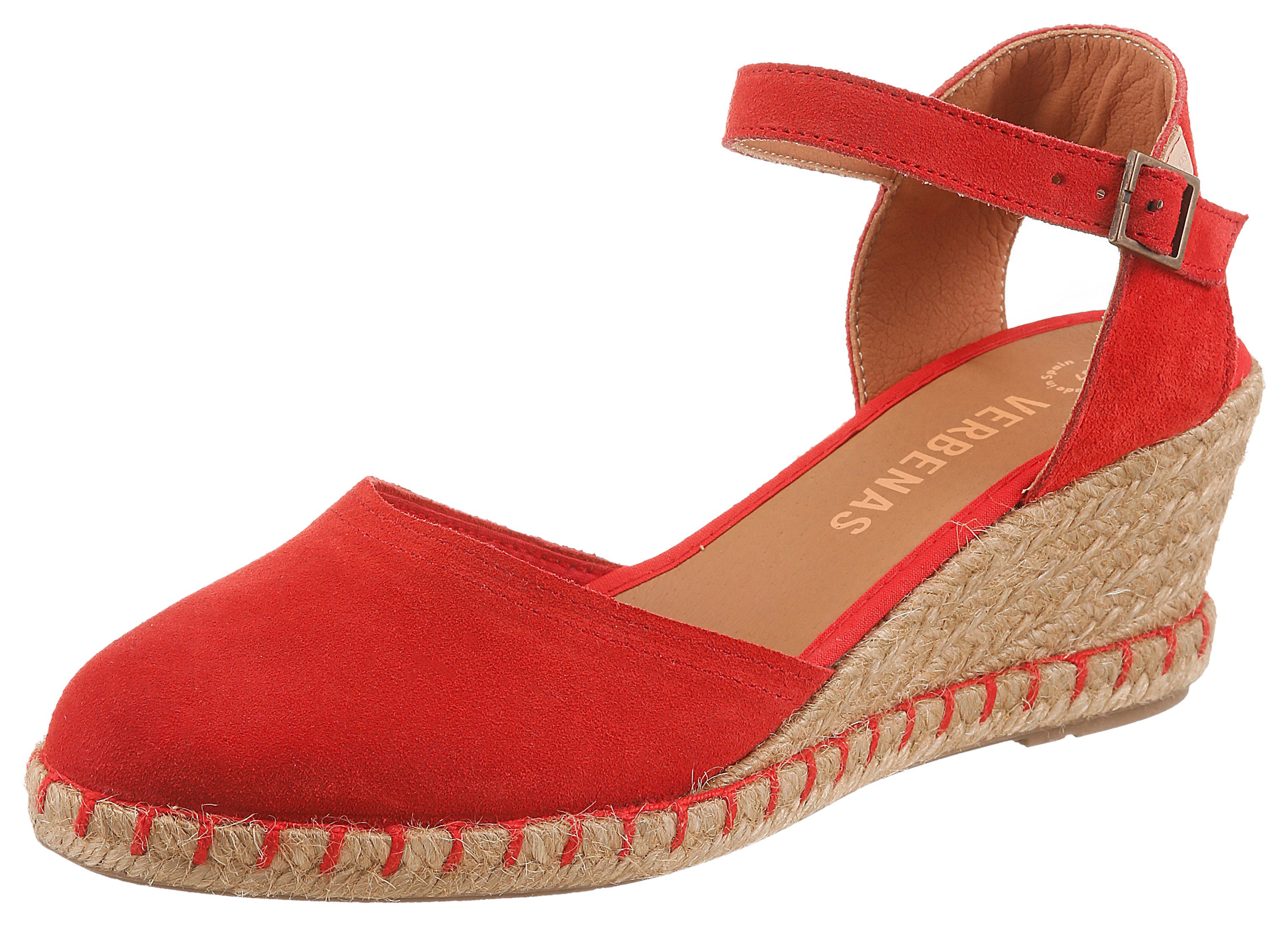 VERBENAS Slingpumps Keilsandalette, Sommerschuh, Urlaubsschuh mit Bastbesatz