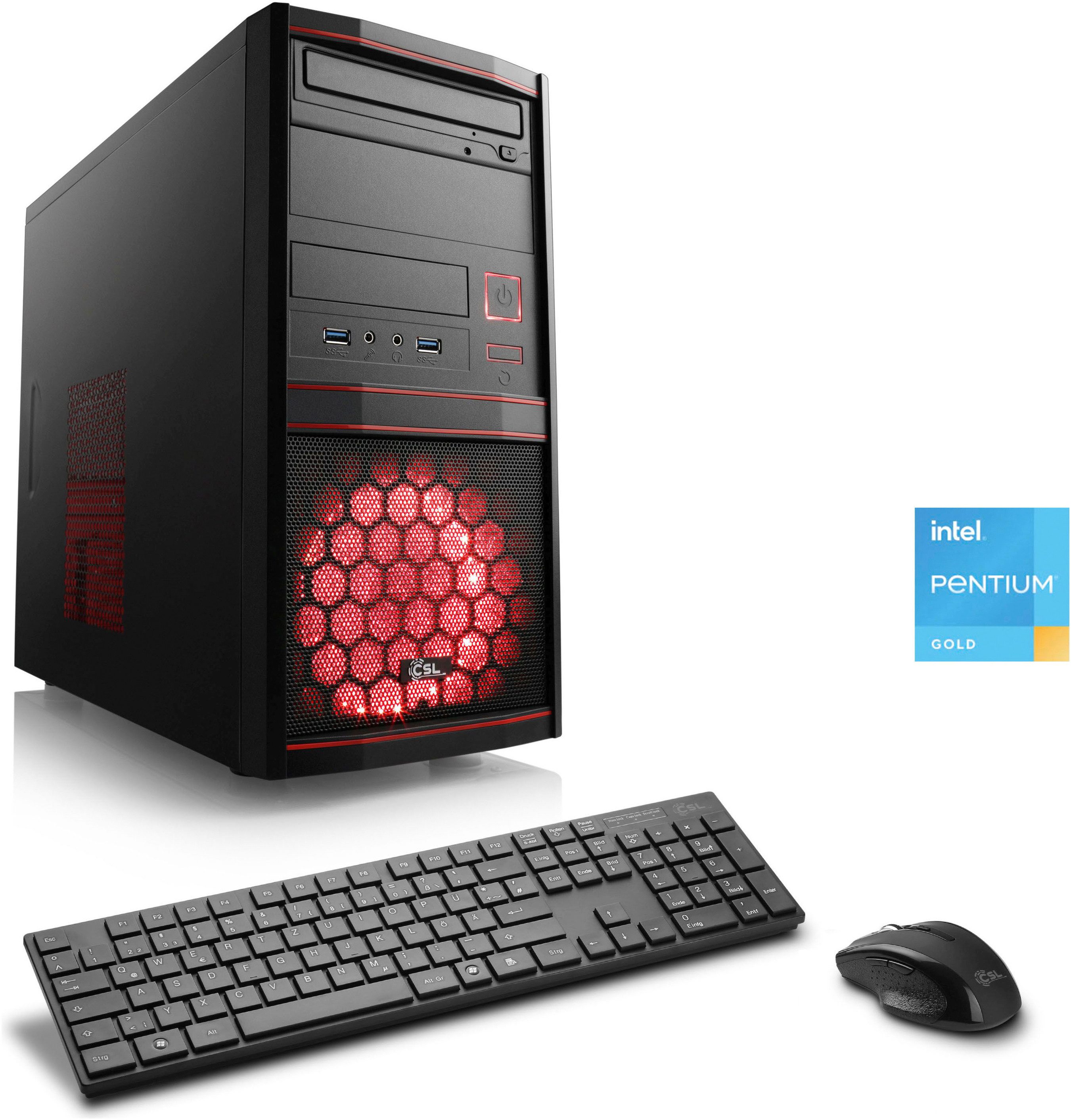 CSL Speed V21814 PC (Intel Pentium Gold G6400, 8 GB RAM, 500 GB SSD, Luftkühlung)