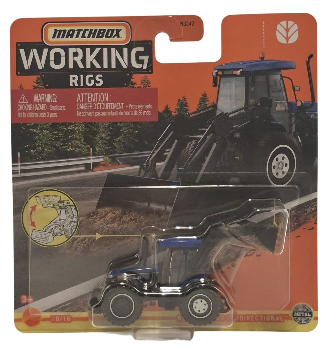MATCHBOX Spielzeug-Traktor Mattel Matchbox Working Rigs New Holland Bi-Directional Traktor Blau