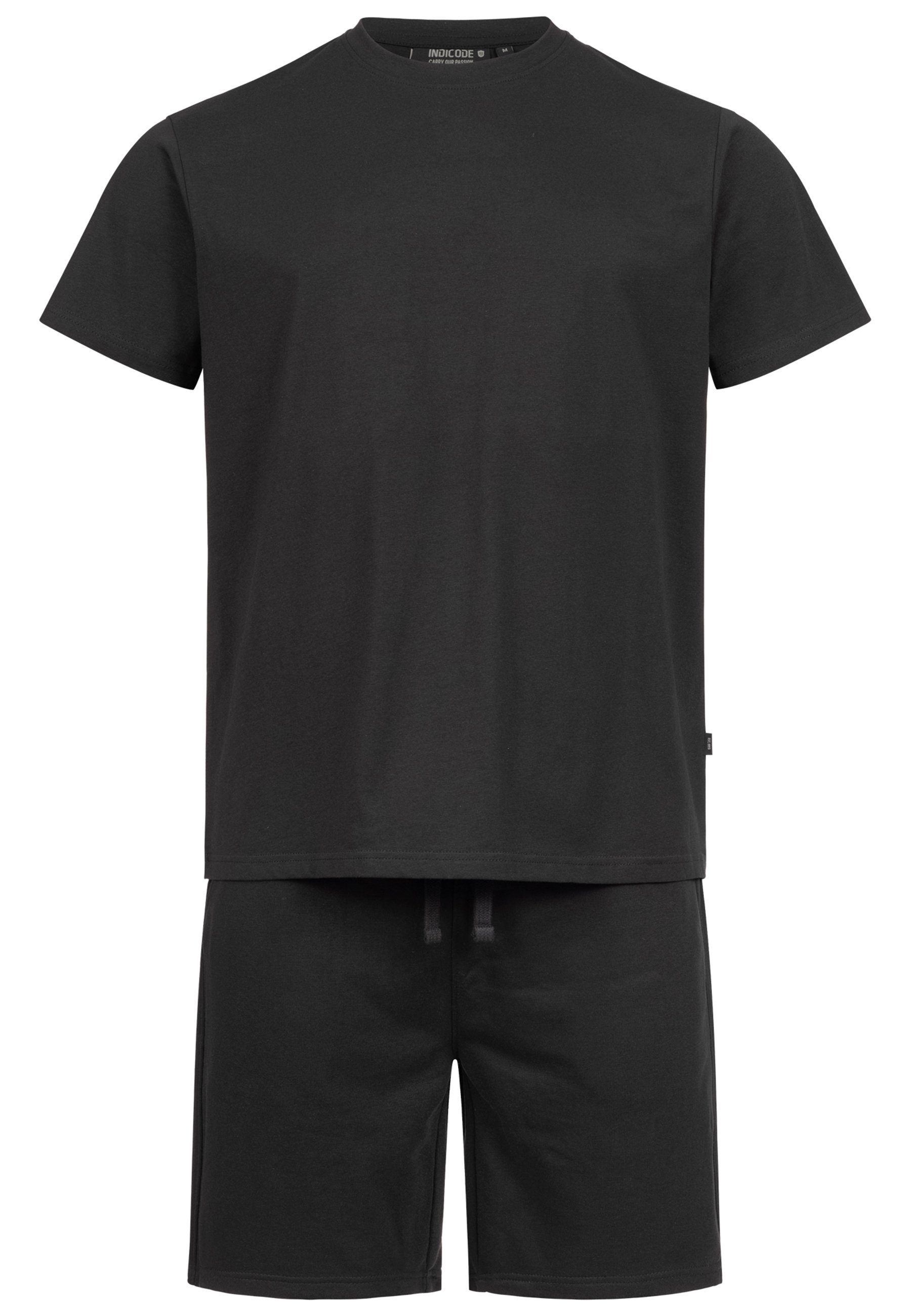 INDICODE Freizeitanzug Herren Comfy Shirt Herrenshorts Set (2-tlg), mit praktischen Seitentaschen an der Shorts – Bild 2 von 4