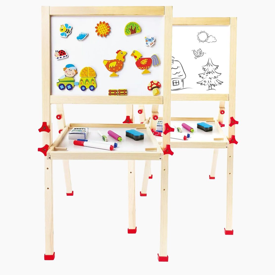 Bino & Mertens Magnettafel Magnetische Tafel – Umklappbare Kreidetafel, (spar-packung, 61-tlg., packung), für Kinder Höhenverstellbar und platzsparend