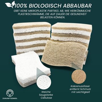 ZUKUNFTSENKEL Geschirrschwamm Nachhaltiger Spülschwamm Küchen Schwamm 100% Biologisch Abbaubar, Langlebiges 12er Pack